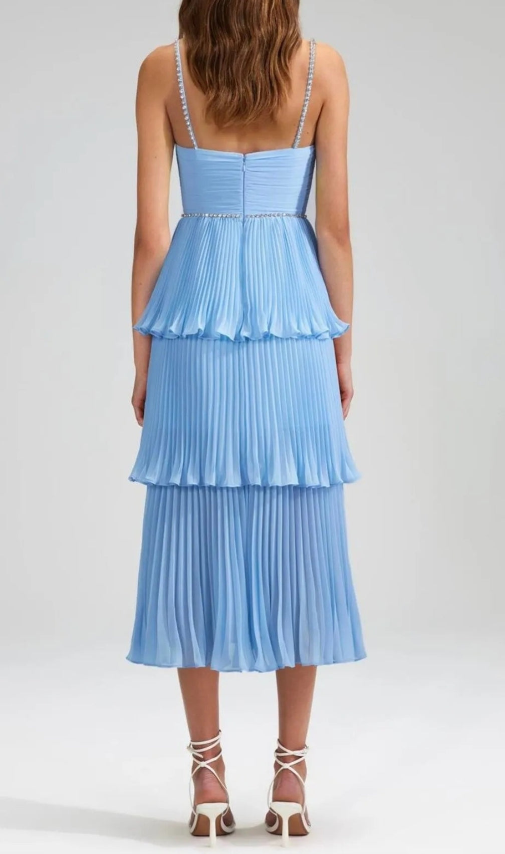Diamond Pleated Layered Midi Dress