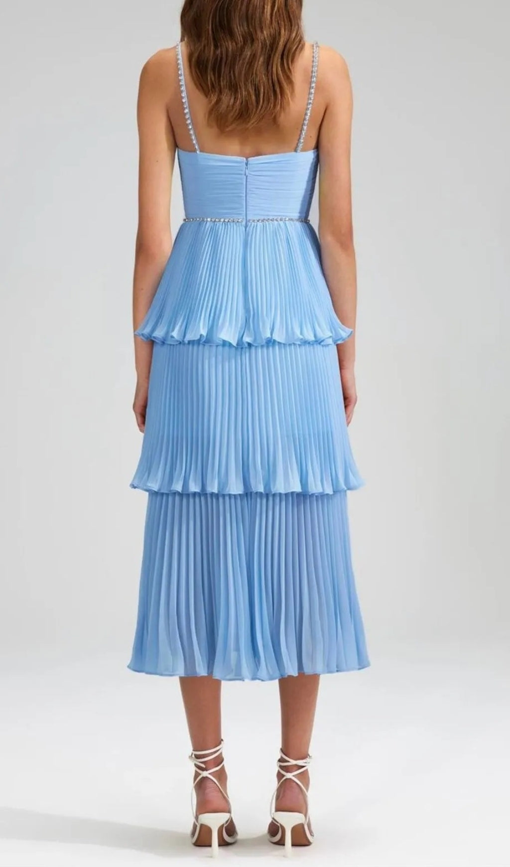 Diamond Pleated Layered Midi Dress