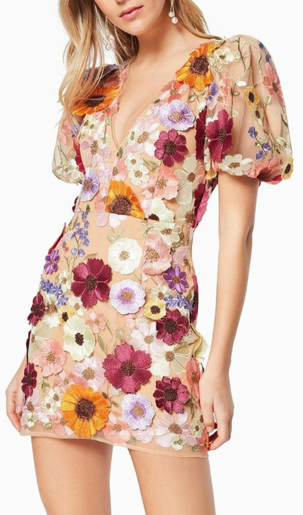 Aliya 3D Floral Mini Dress