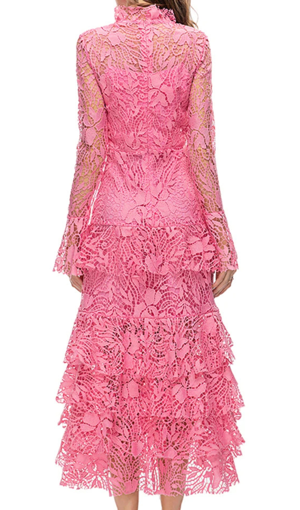 Anfisa Pink Lace Maxi Dress