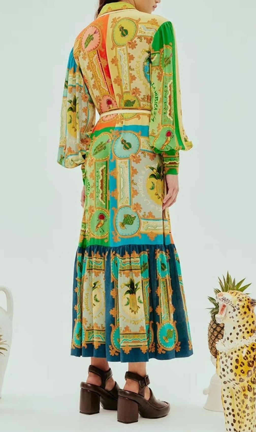 Eliseo Printed Long Sleeve Midi Dress