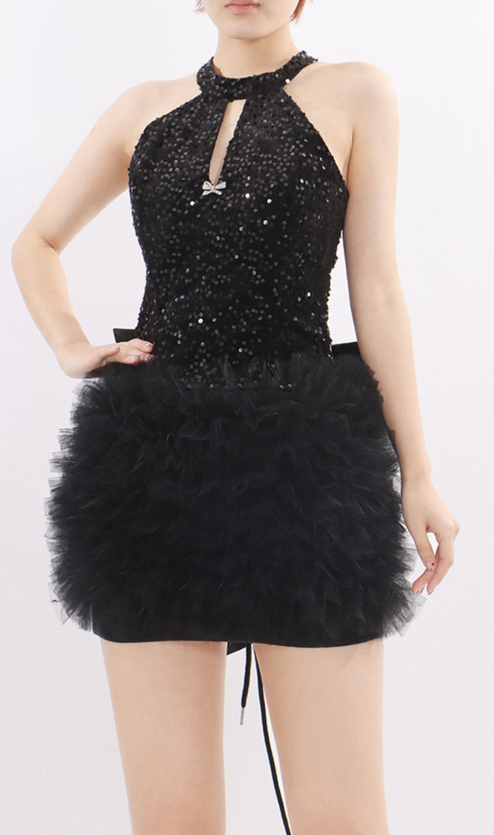 Kalia Black Halter Sequin Mini Dress - Dazzling Party & Cocktail Glam for Her