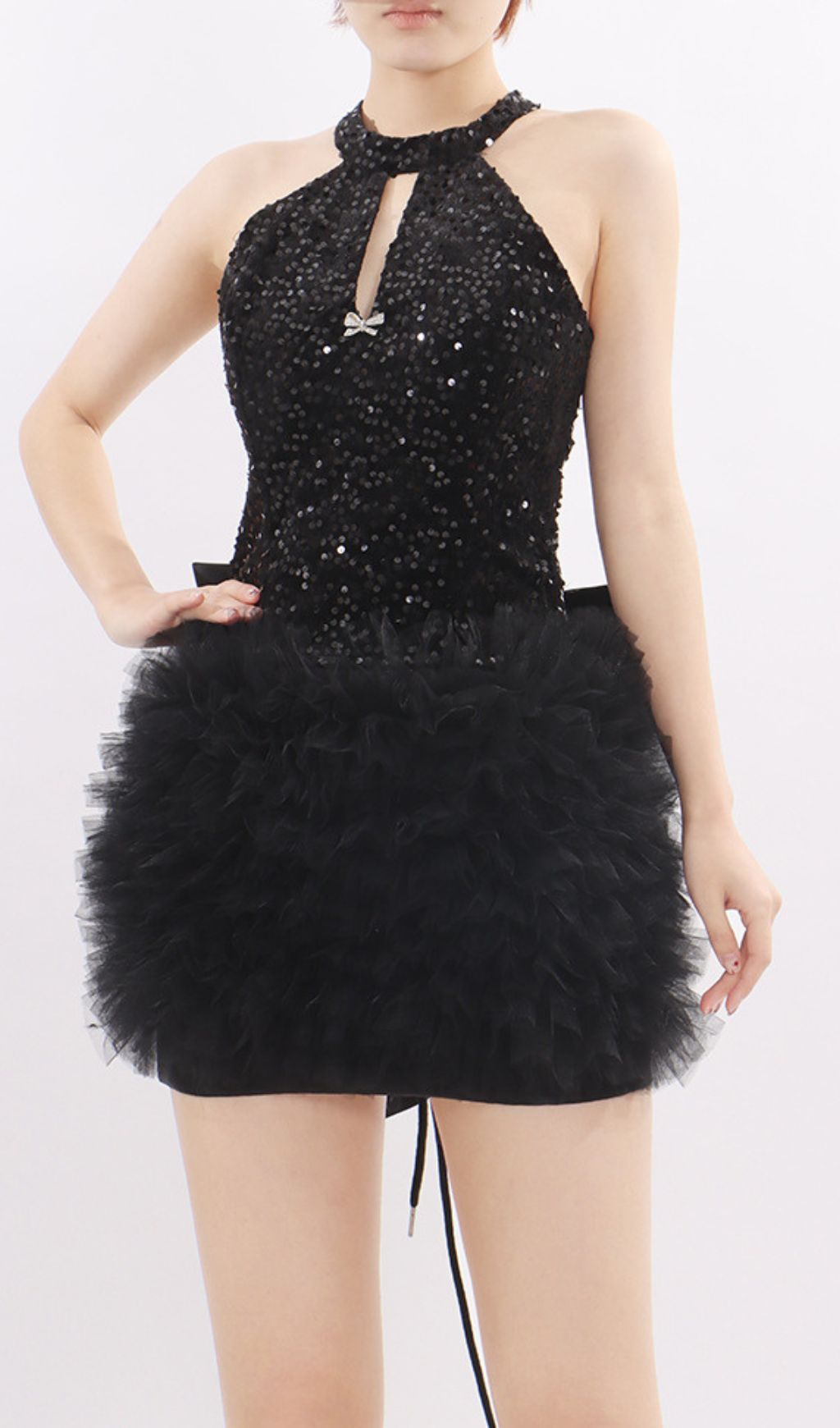 Kalia Black Halter Sequin Mini Dress - Dazzling Party & Cocktail Glam for Her