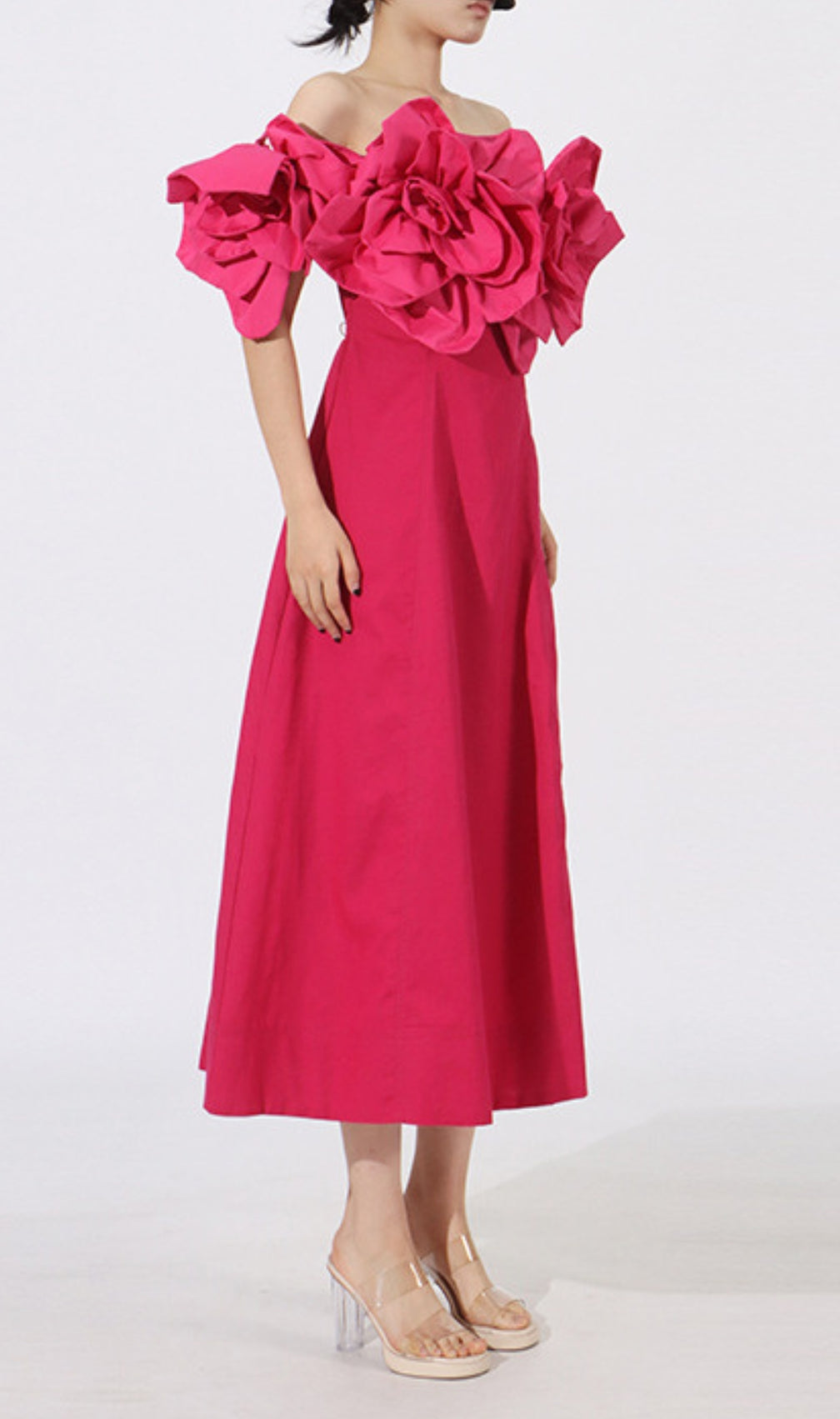 Eirian Pink Flower Midi Dress