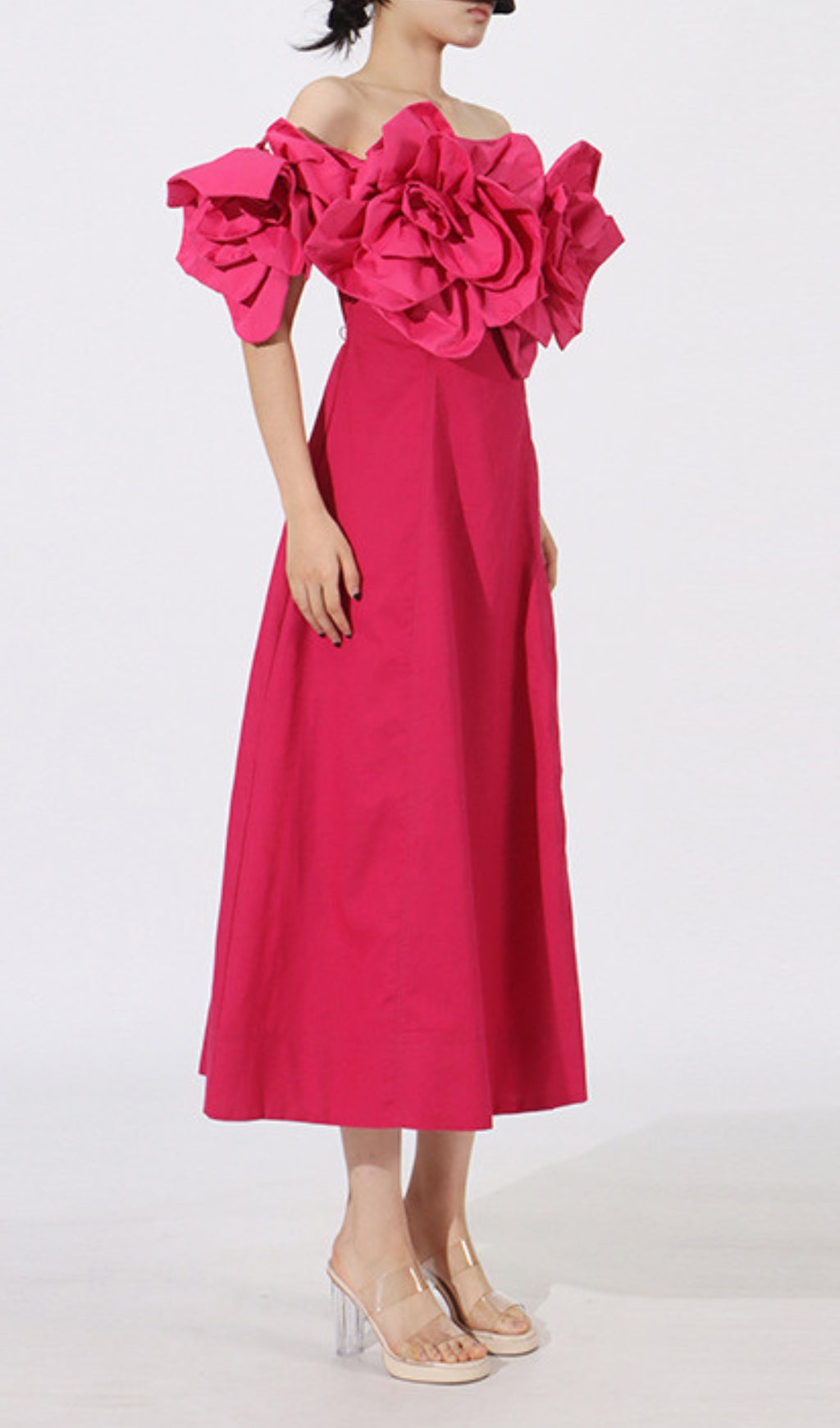 Eirian Pink Flower Midi Dress