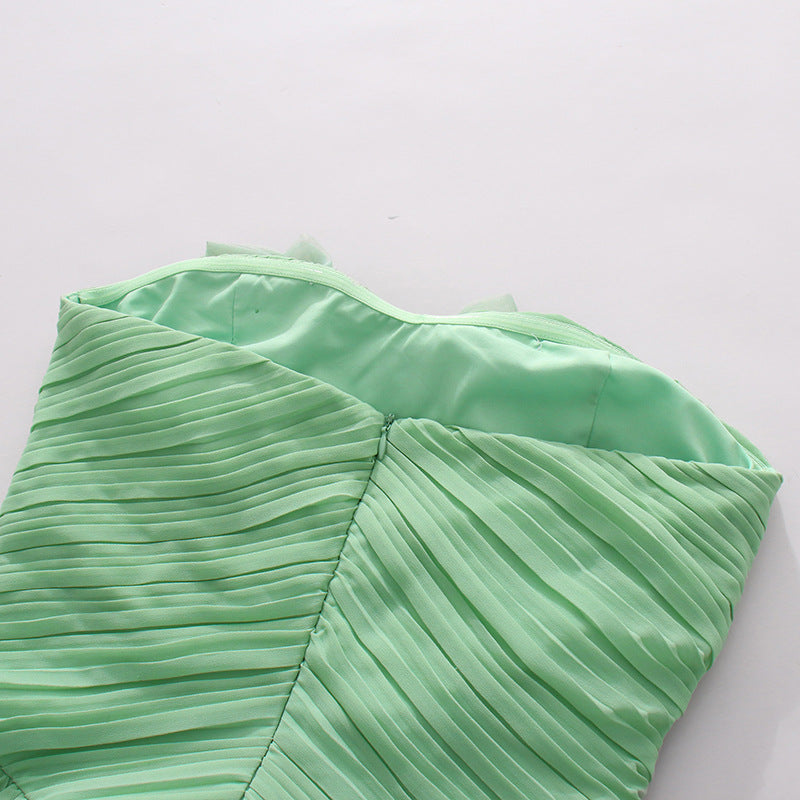 Kori Green Strapless Flower Maxi Dress