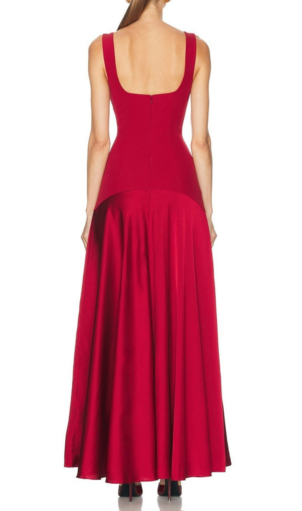 Kalista Red Square Neck Maxi Gown | Statement Evening Dress