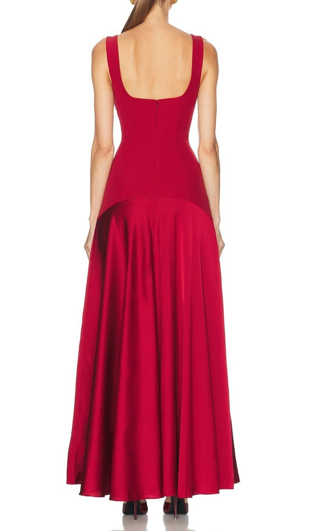 Kalista Red Square Neck Maxi Gown | Statement Evening Dress