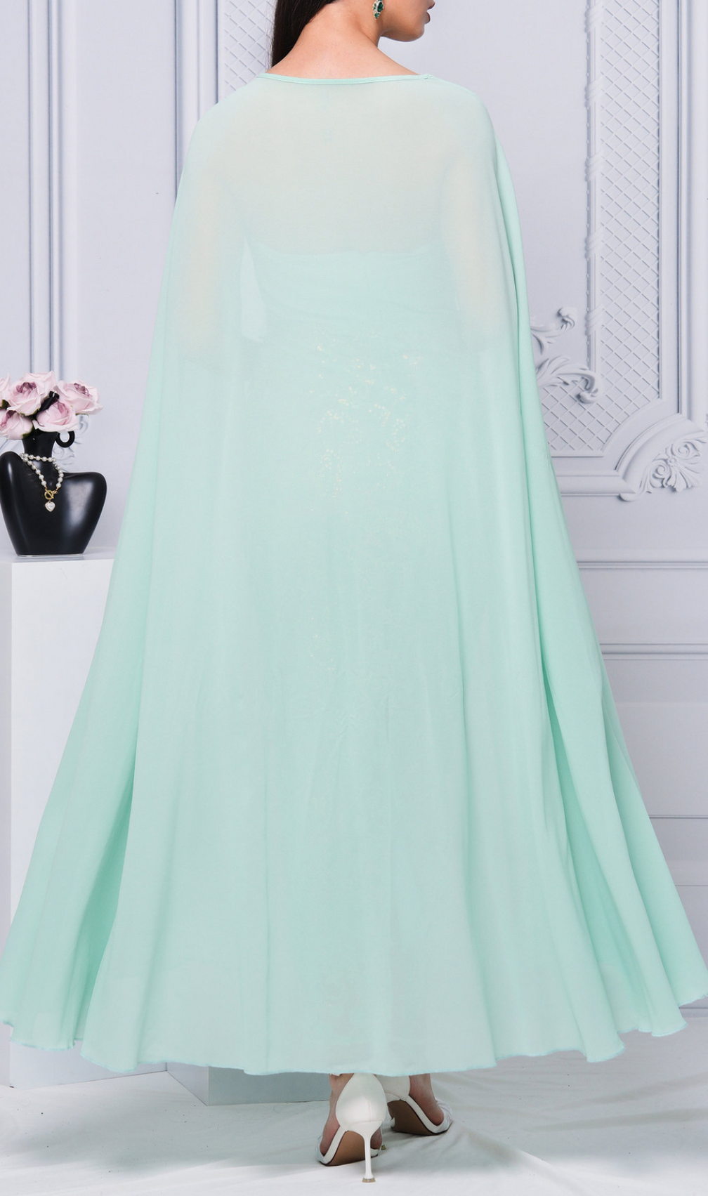 Coronis Aqua Flower Embellished Midi Dress