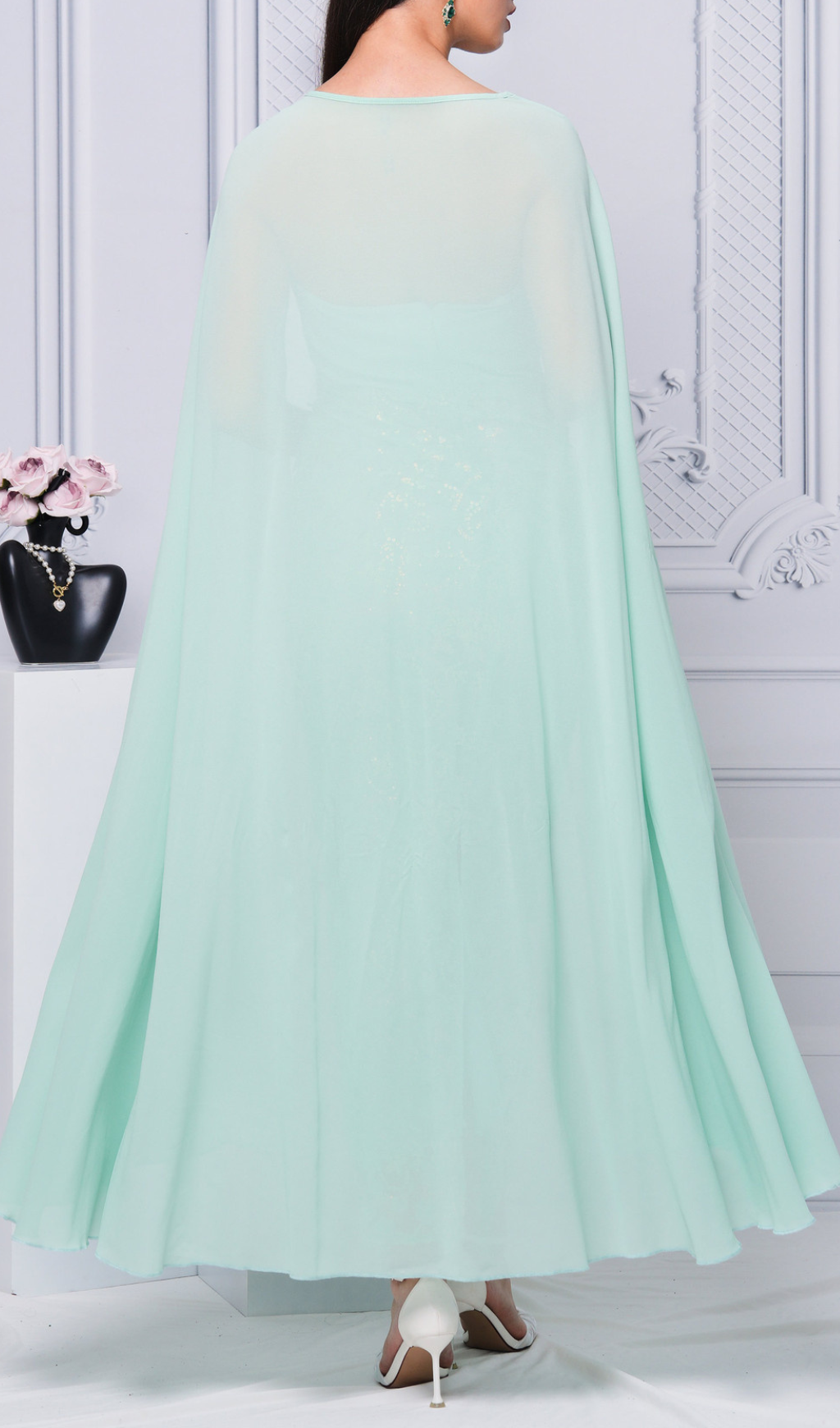 Coronis Aqua Flower Embellished Midi Dress