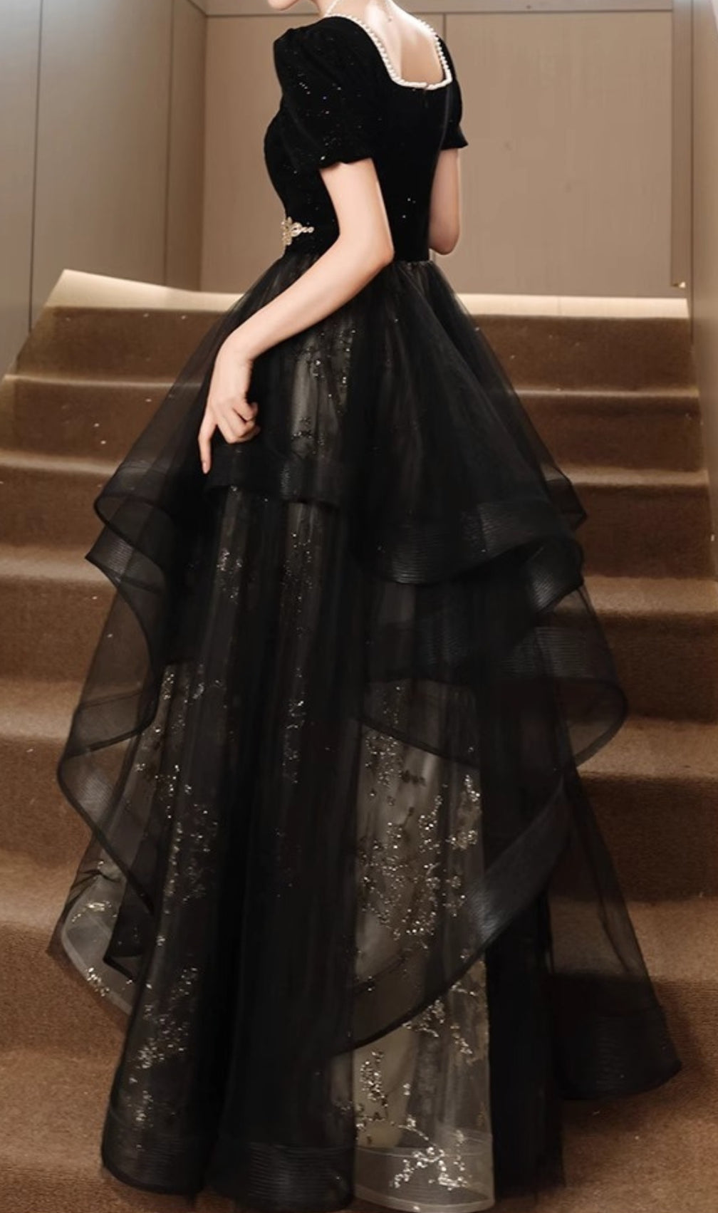 Chisuzu Black Sequin Mesh Maxi Dress