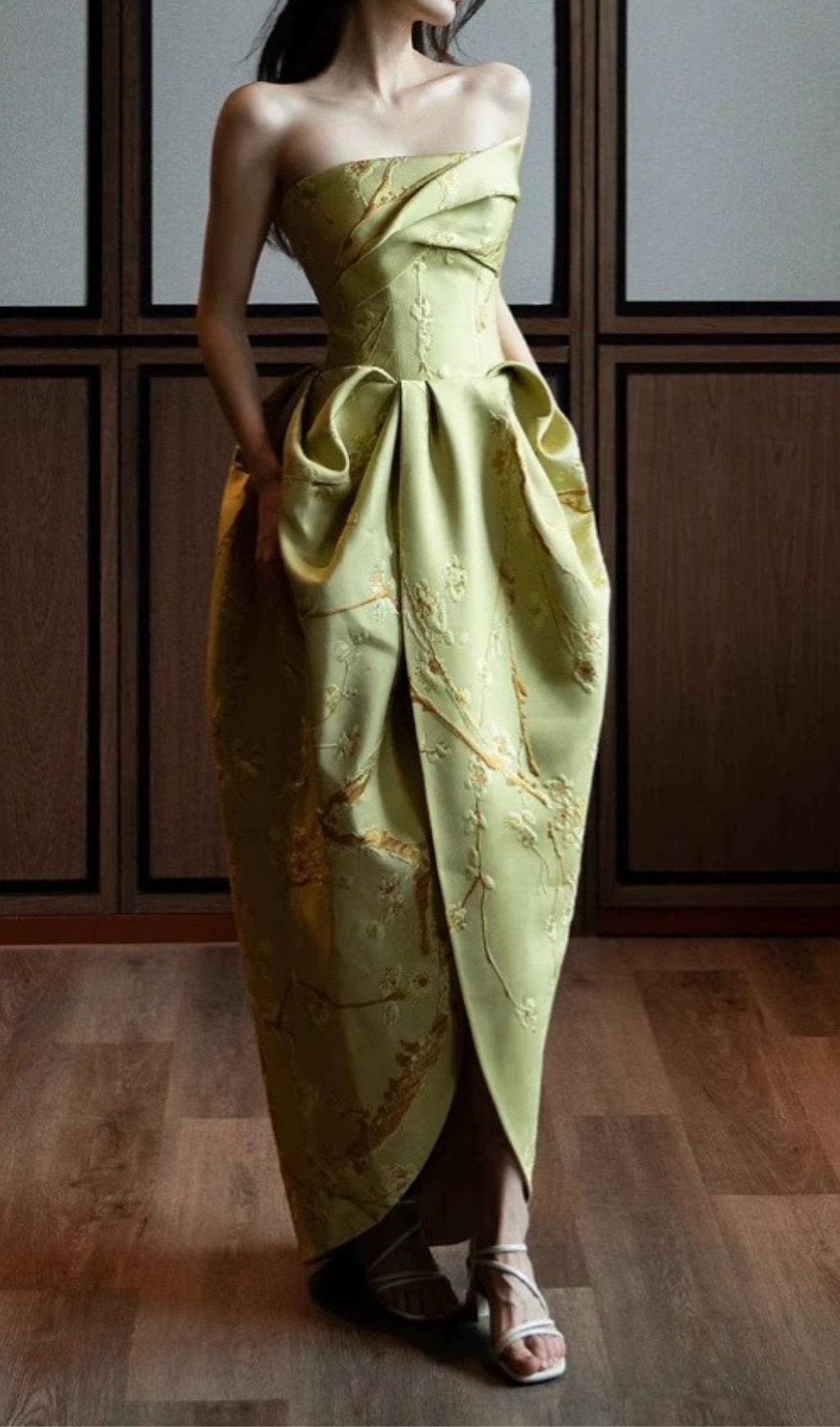 Fang Strapless Flower Maxi Dress