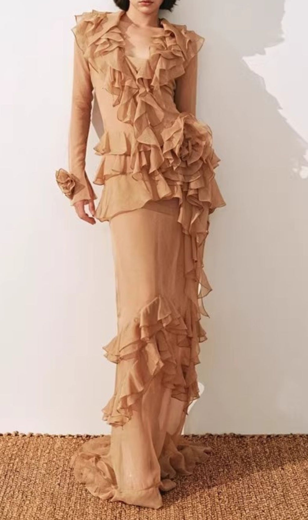 Himani Ruffle Maxi Dress: Effortlessly Elegant Cascading Ruffle Gown