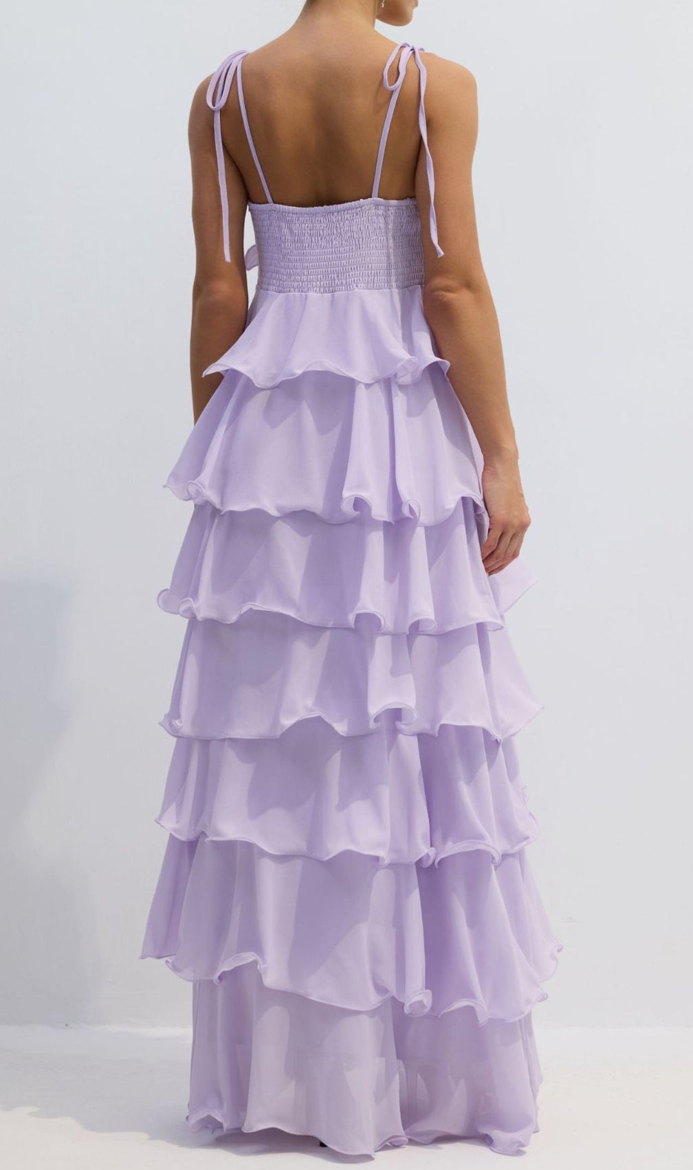 Fauve Purple Flower Tiered Maxi Dress