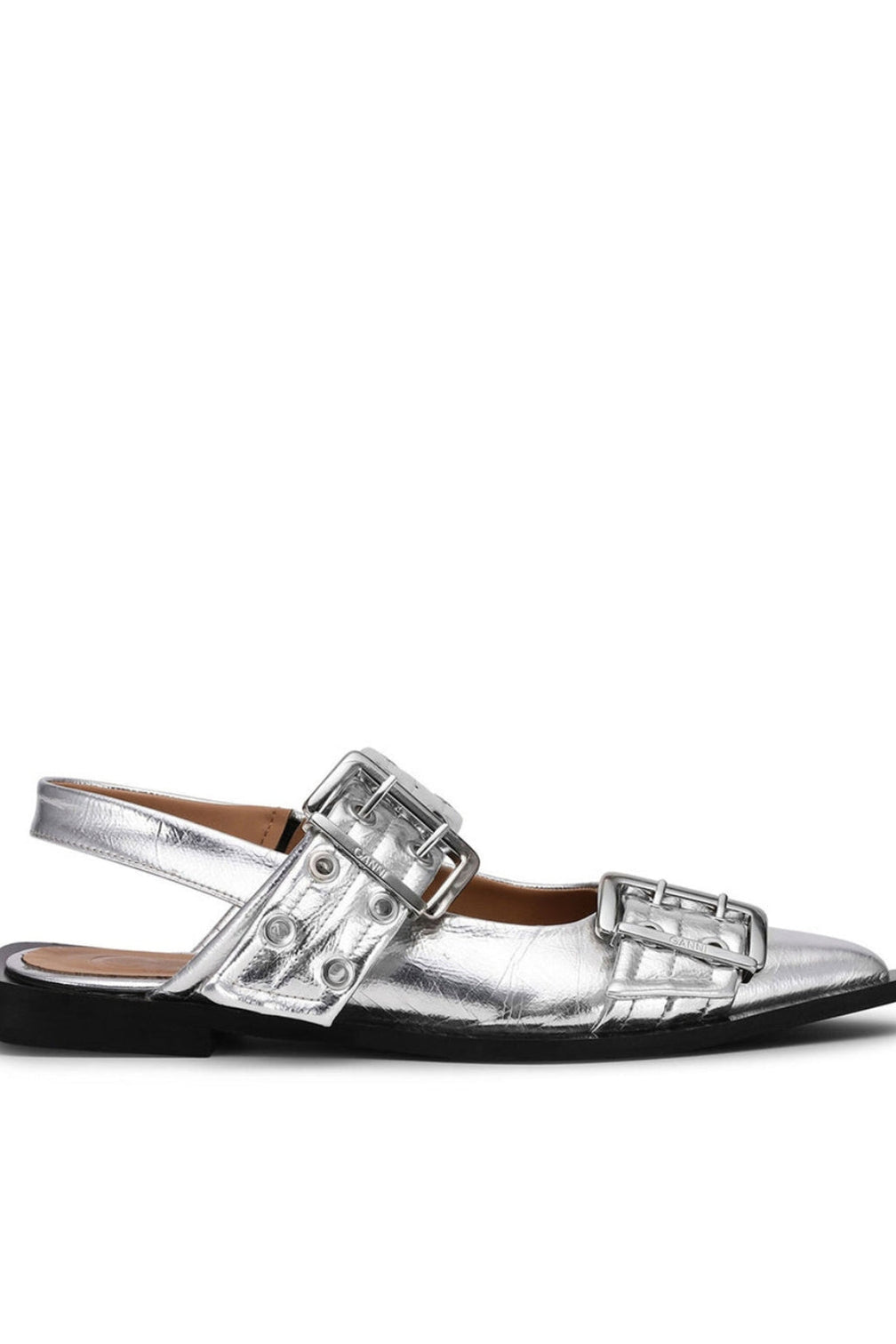 Anabella Buckle Ballerinas - Silver