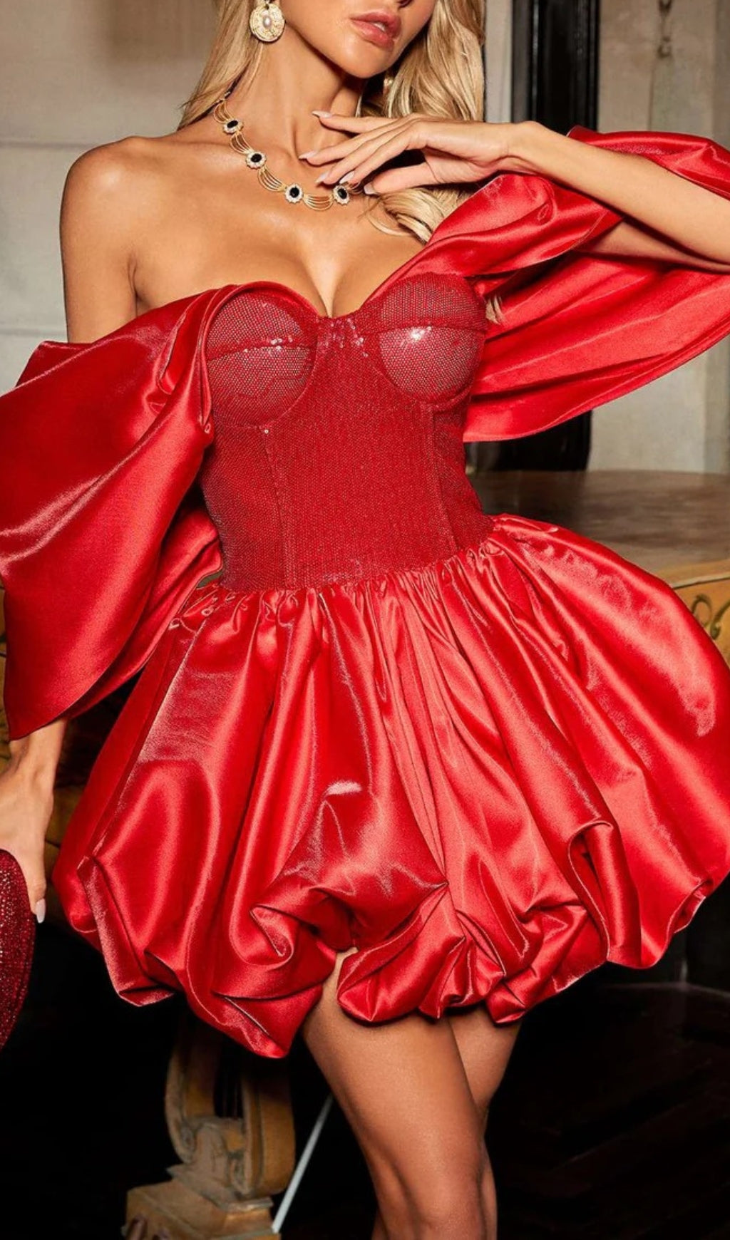 Tabea Off Shoulder Bubble Dress