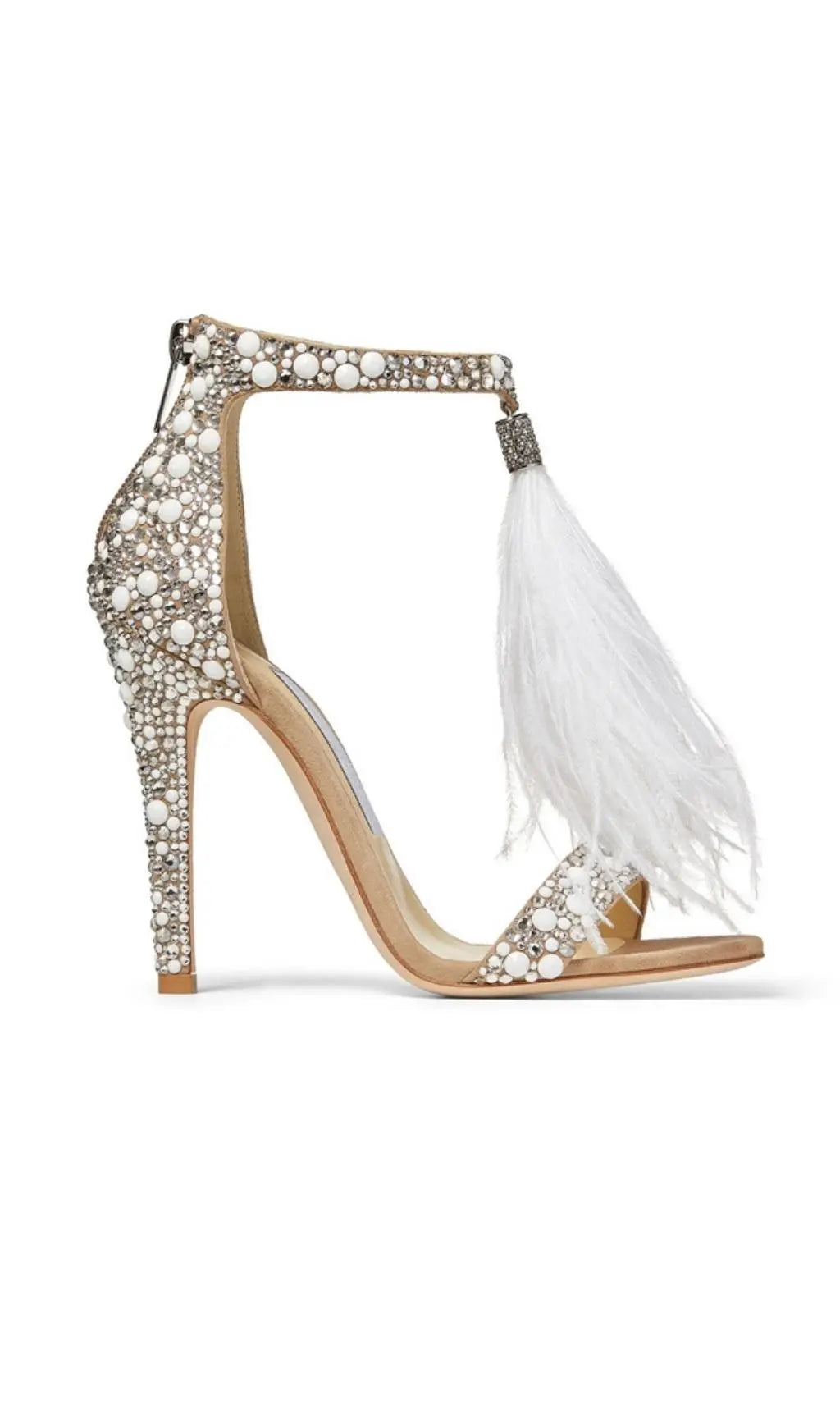 Feather Pearl Stiletto High Heels