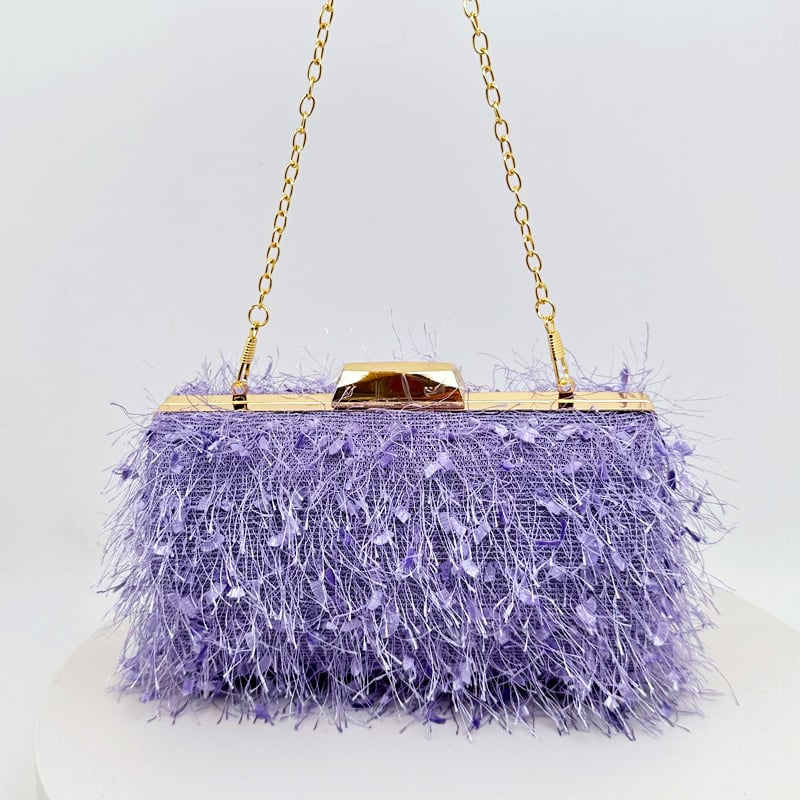 Andromeda Square Tassel Clutch: Whimsical Purple Clutch for Evening & Special Events