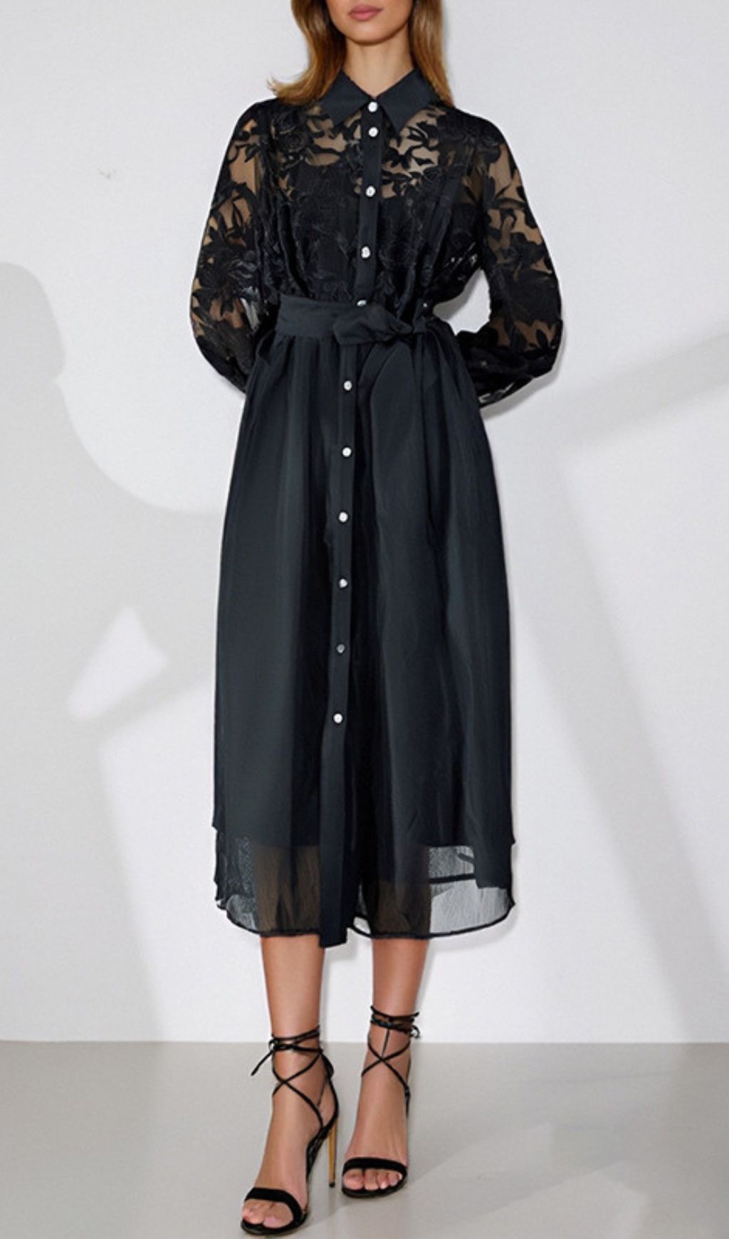 Haidee Long Sleeve Embroidery Midi Dress