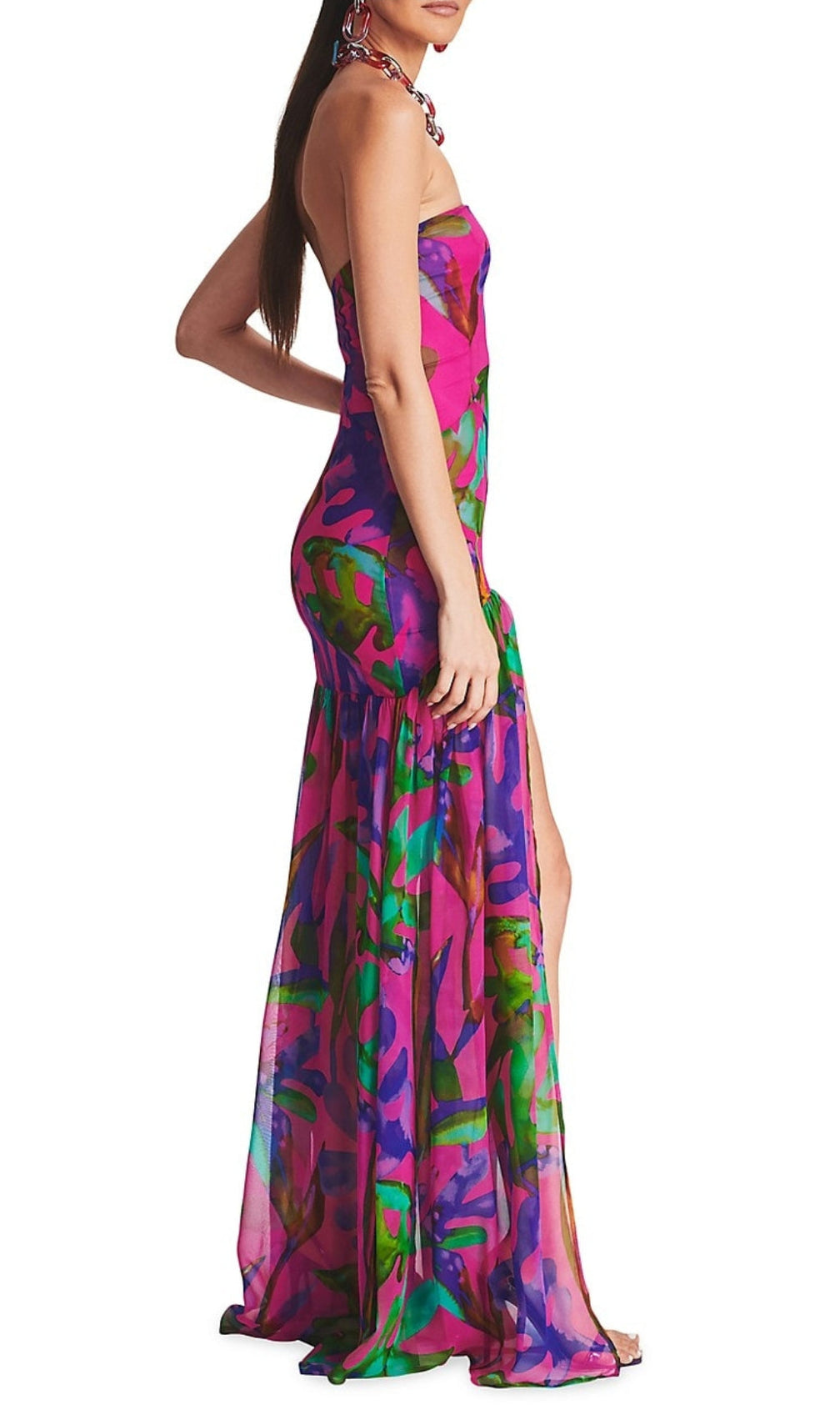 Floral-Print Silk Chiffon Maxi Dress