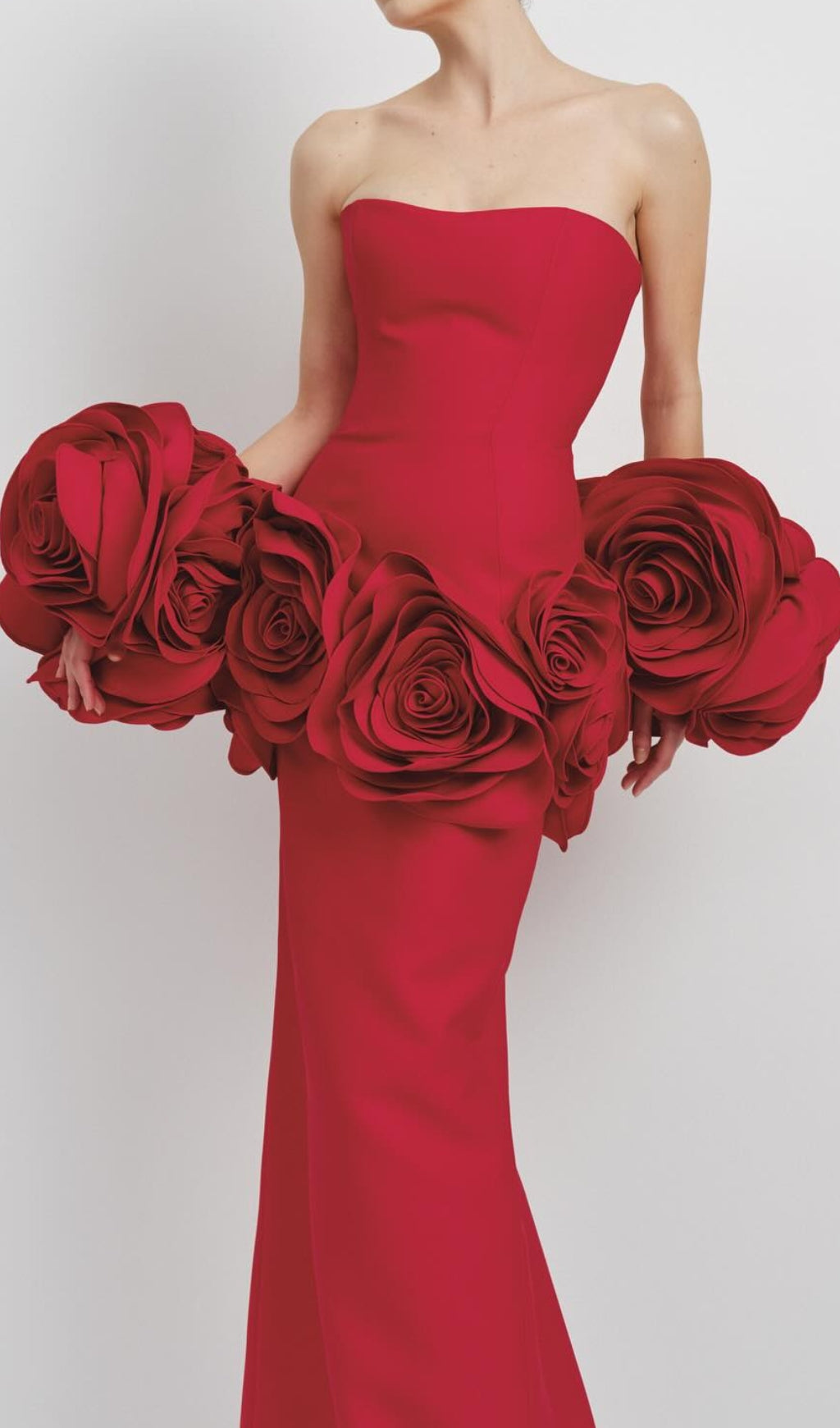 Domino Strapless Flower Bandage Maxi Dress