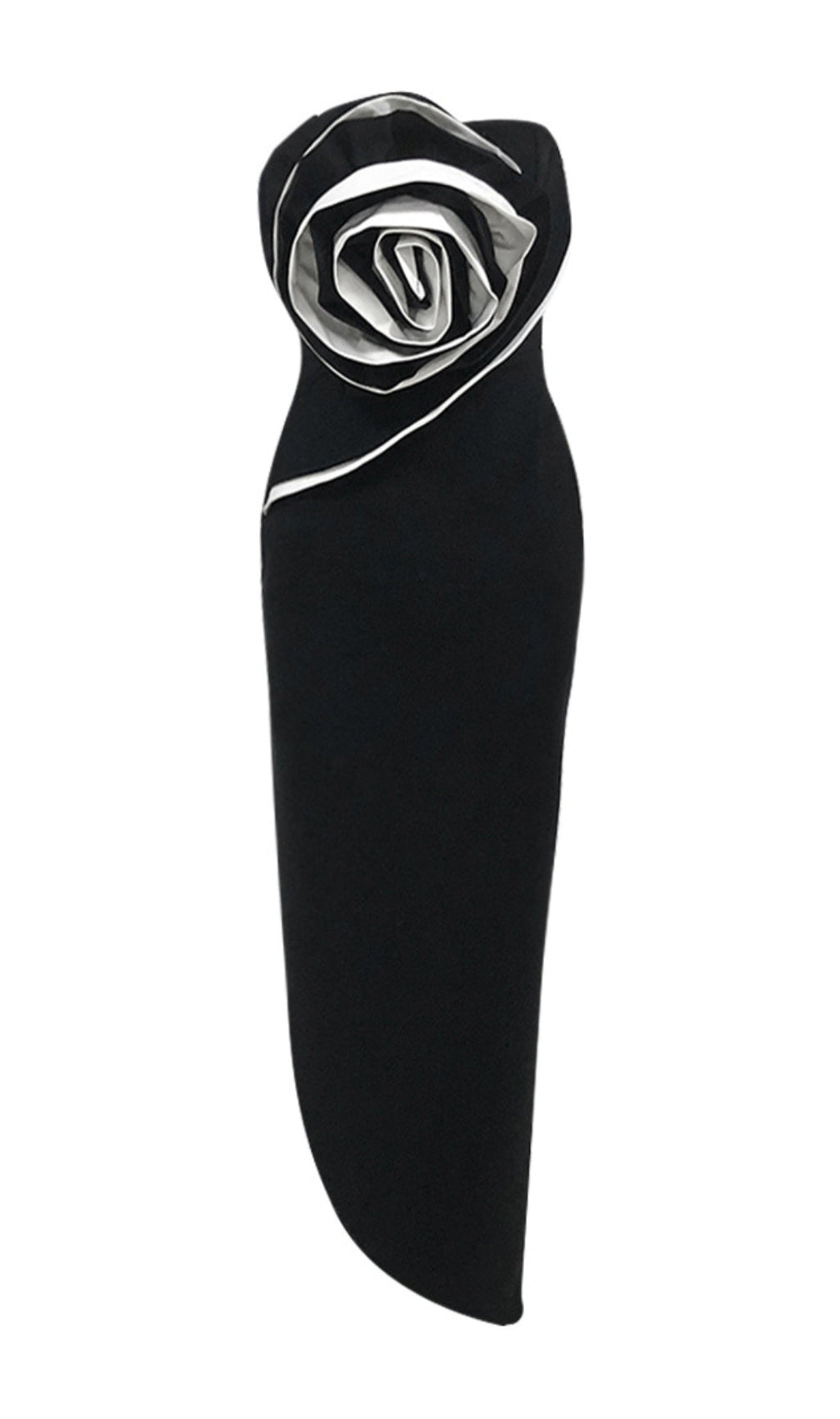 Barra Black Flower Maxi Bandage Dress