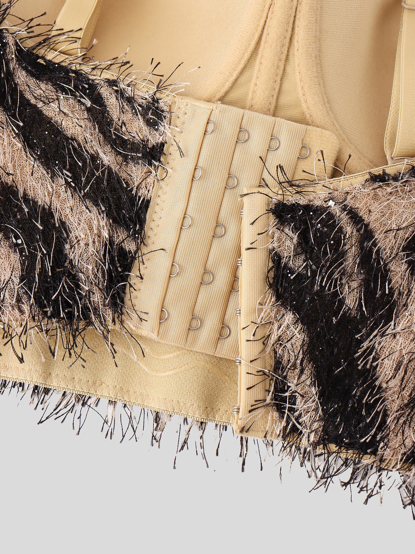 Bambina Wild Glamour Zebra Print Rhinestone Fringe Crop Top