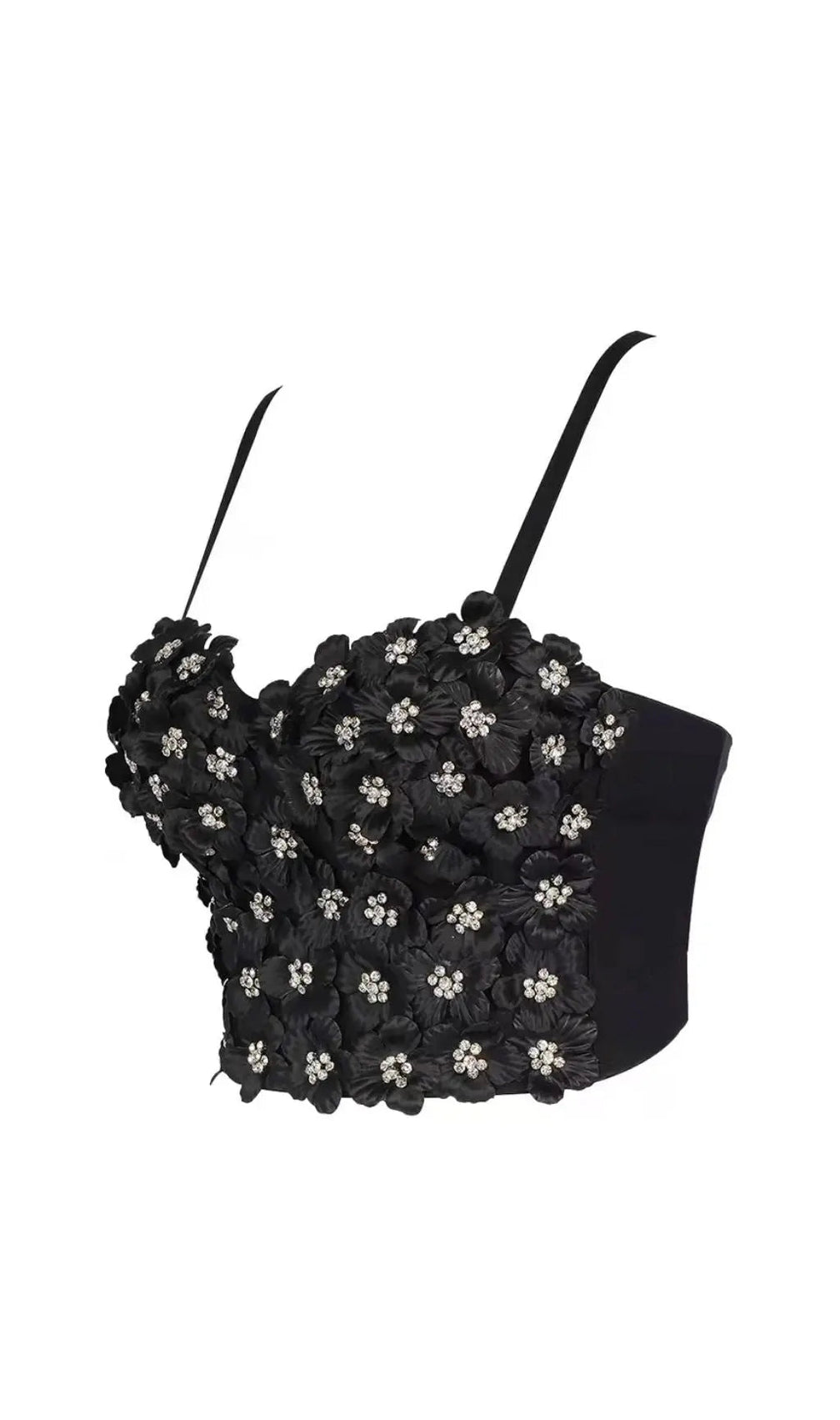 Black Flower Crystal Top