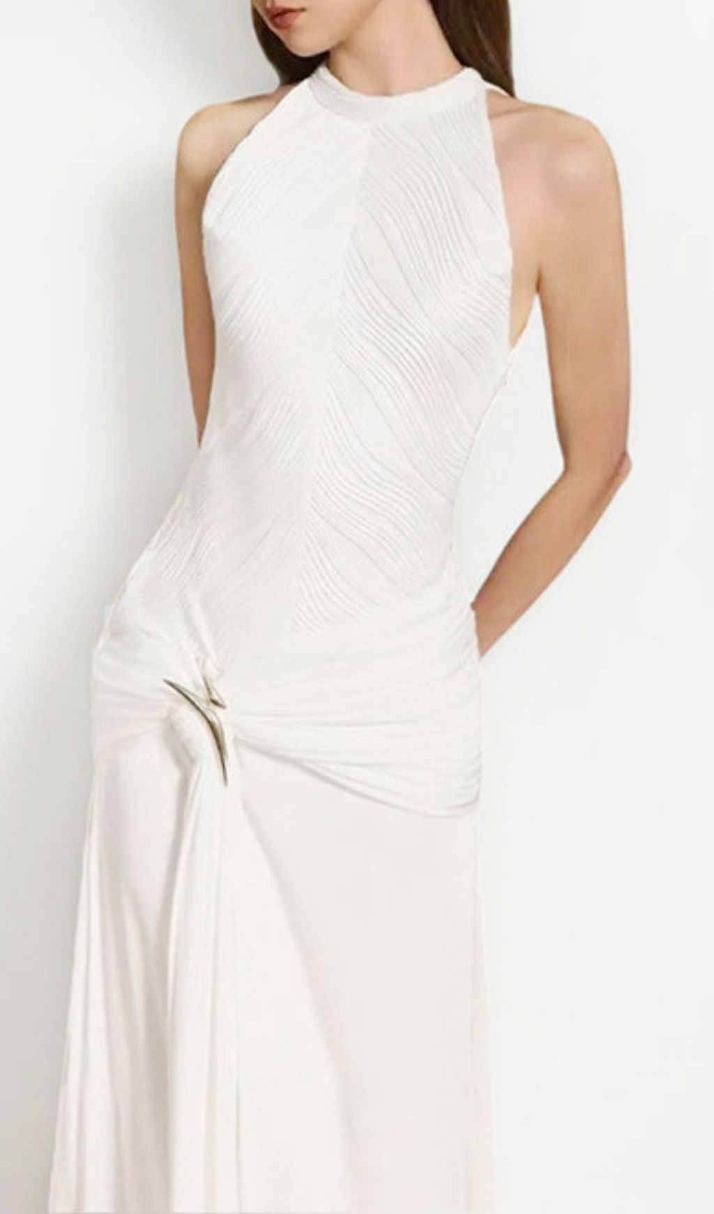 Jára Elegant Halter Neck Knotted Maxi Dress - Effortless Chic for Special Occasions