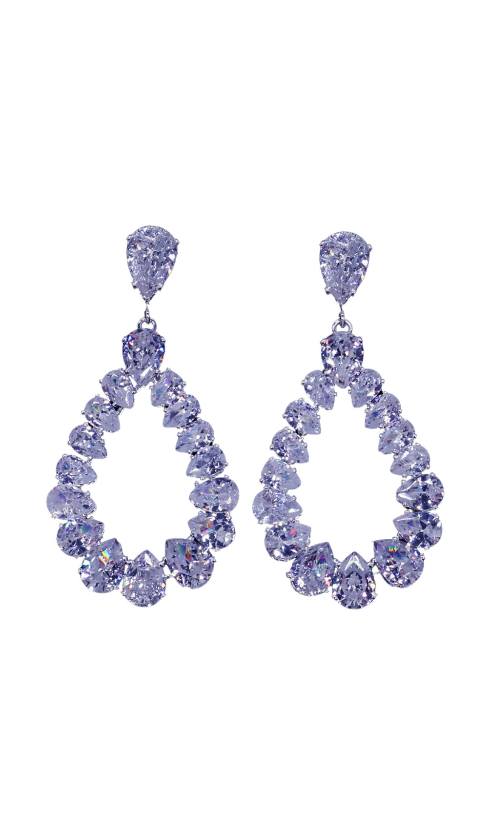 Silver Diamante Teardrop Earrings