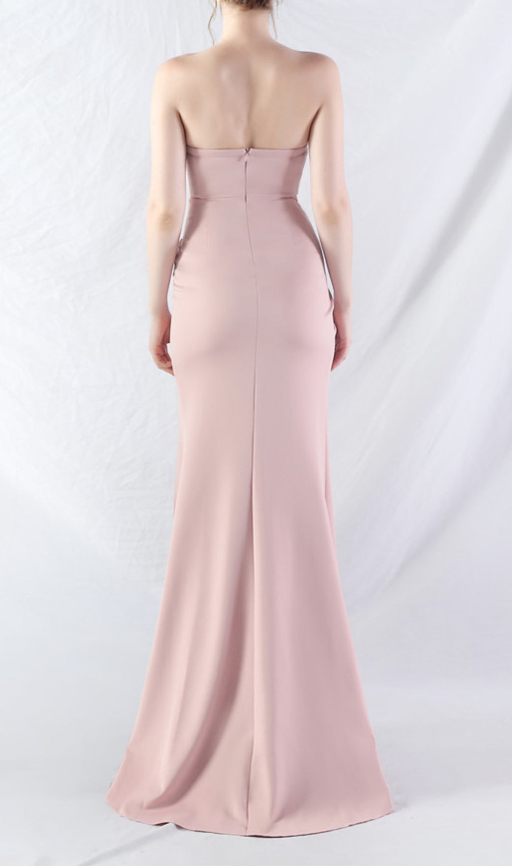 Chizue Pink Strapless Corset Split Maxi Dress