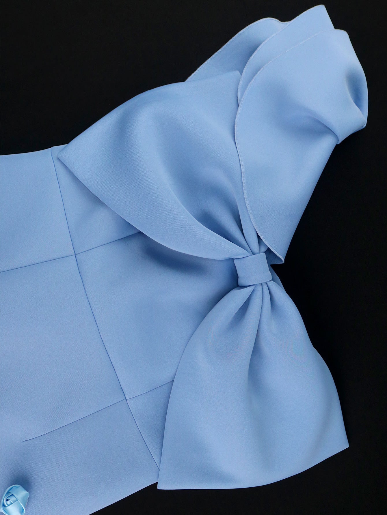 Baina Blue One Shoulder Bow Mini Dress