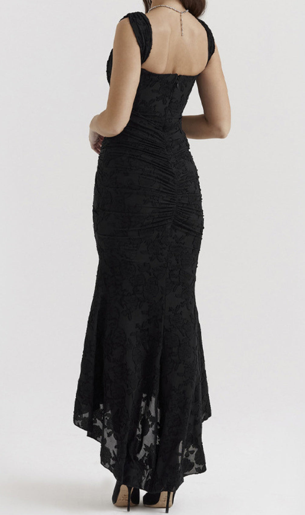 Anaëlle Black Floral Corset Maxi Dress