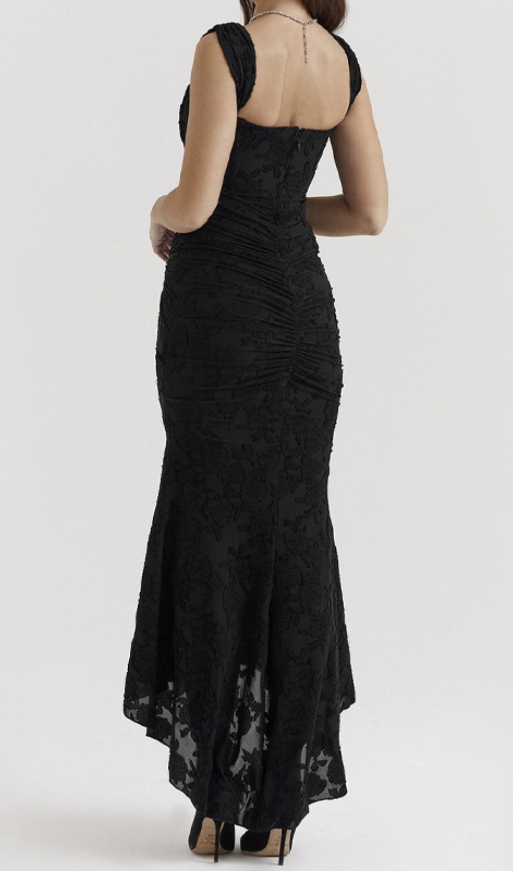 Anaëlle Black Floral Corset Maxi Dress