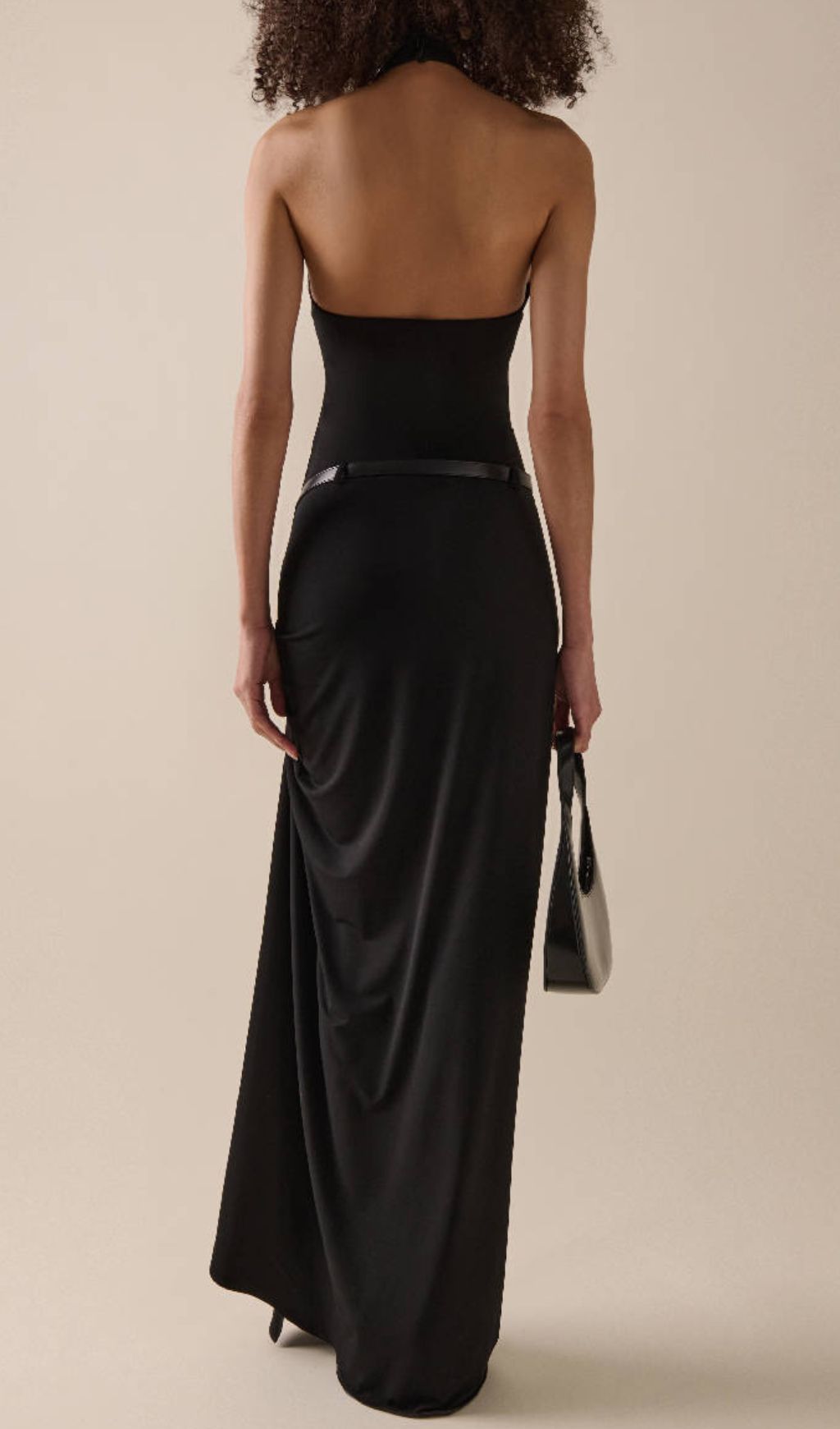 Fawn Black Halter Slit Maxi Dress