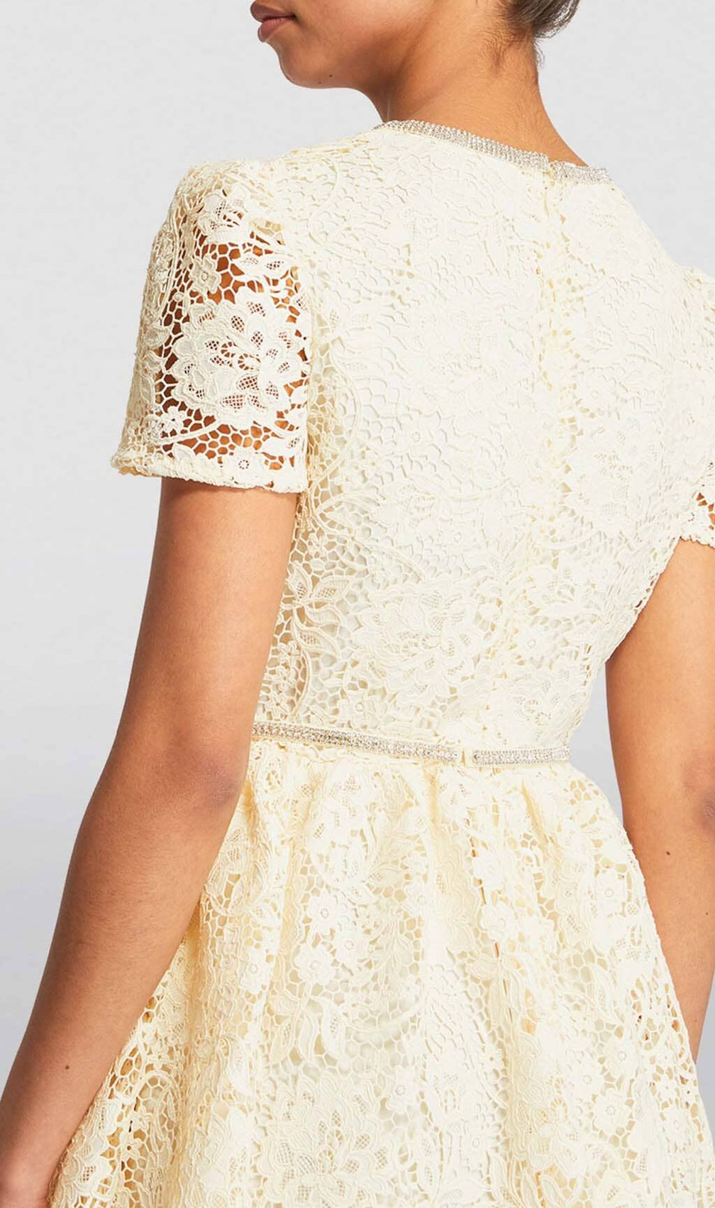 Lace Bow Mini Dress In White