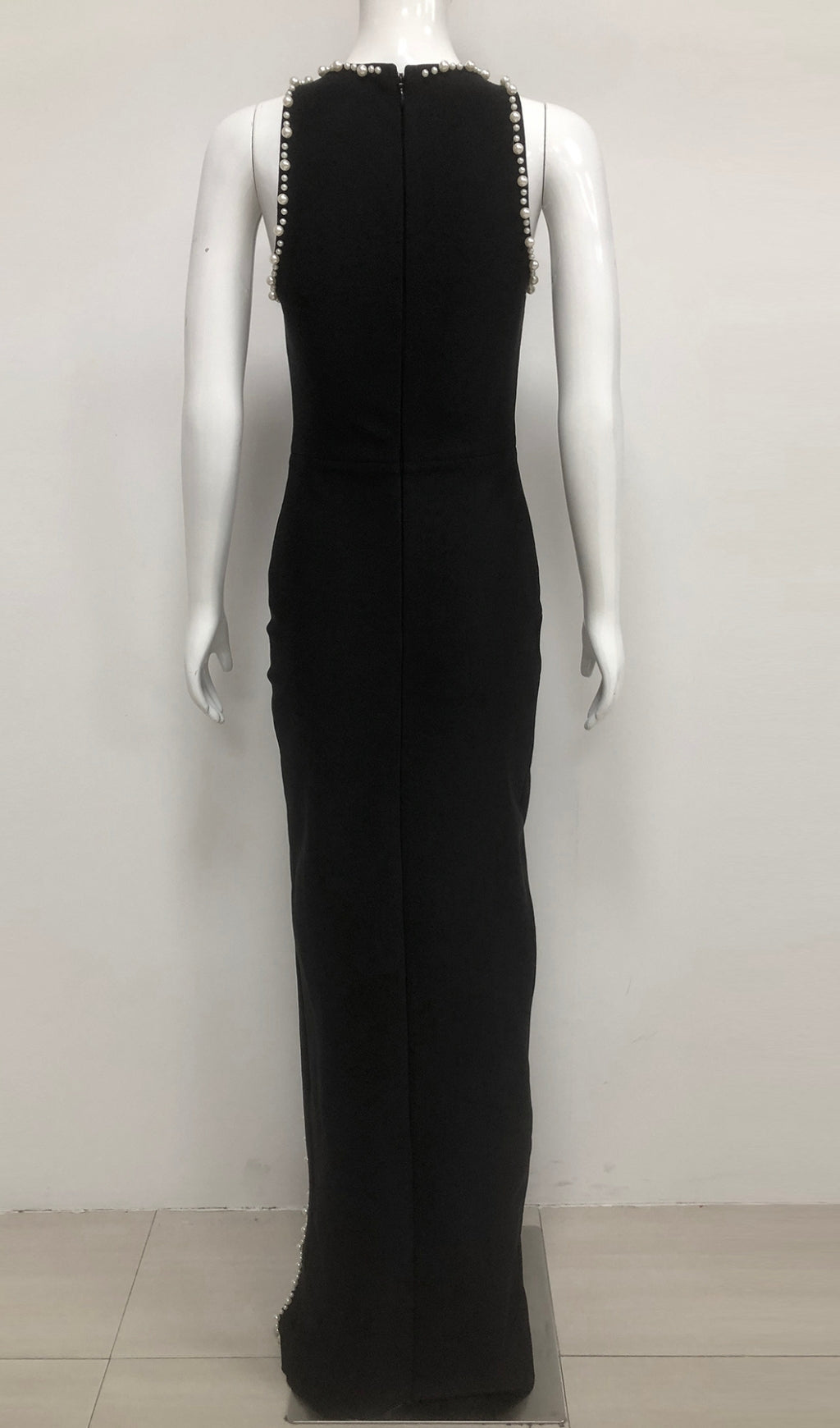 Greta Black Diamante Beaded Maxi Dress