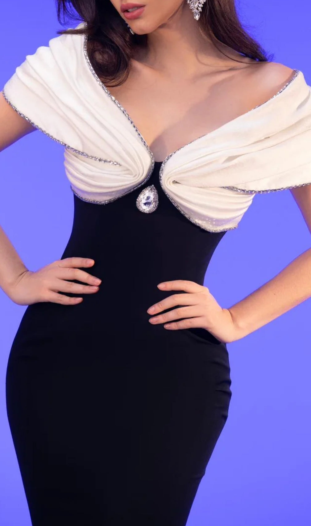 Fabio Black Off-Shoulder Maxi Dress