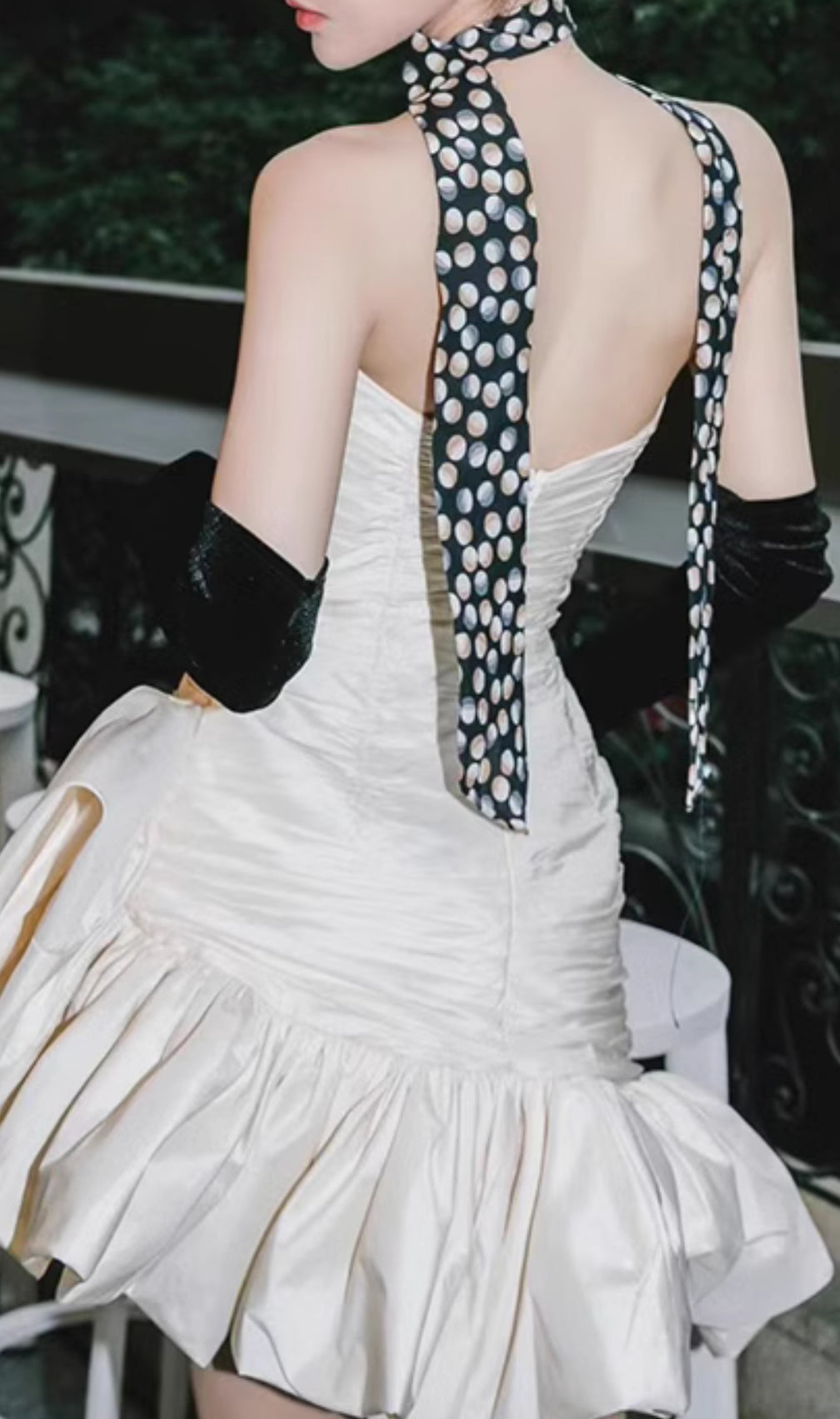 Colina White Puff Sleeve Ruched Mini Dress