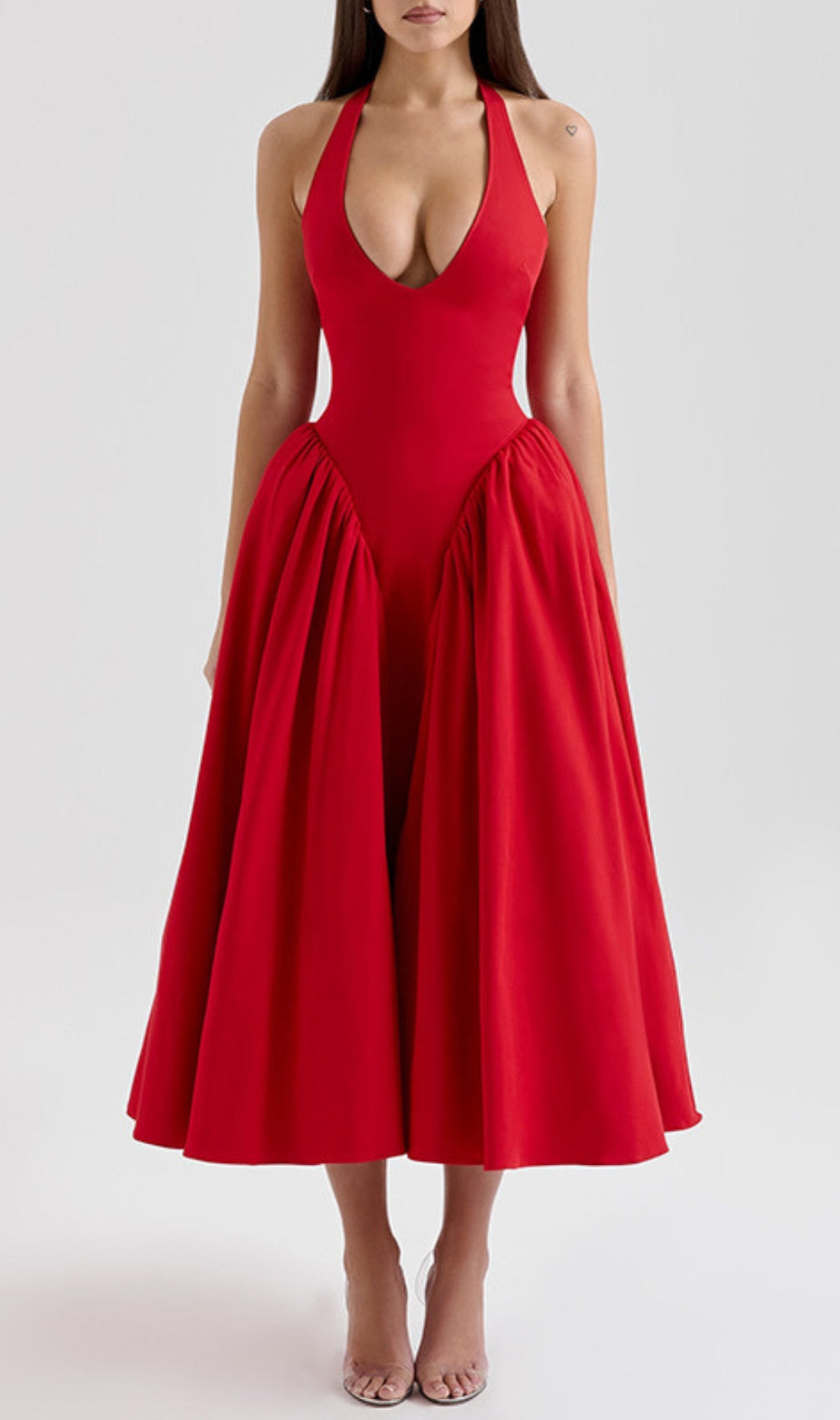 Dierdra Red Halter Midi Dress