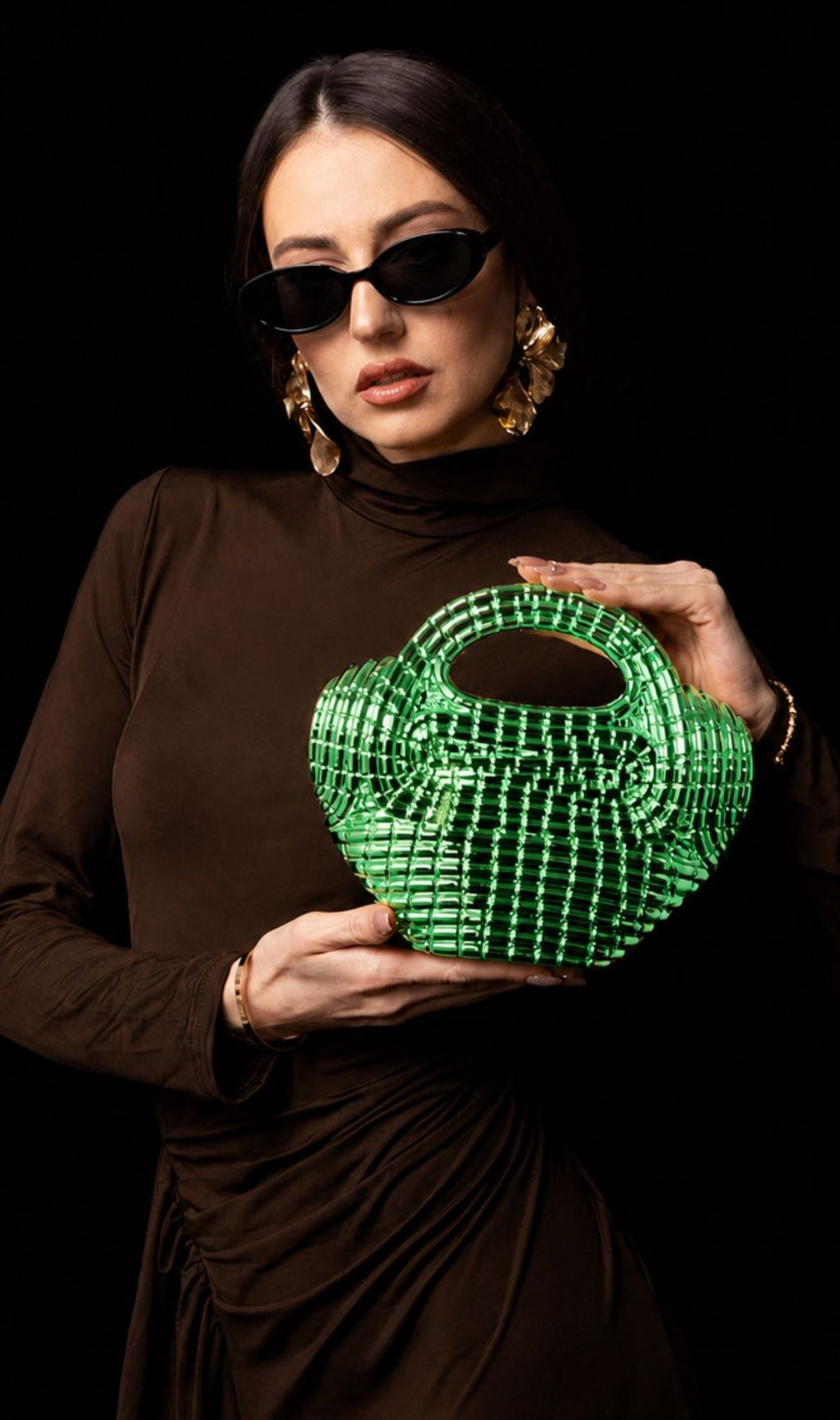 Raxelyn Green Sculpted Grid Bag
