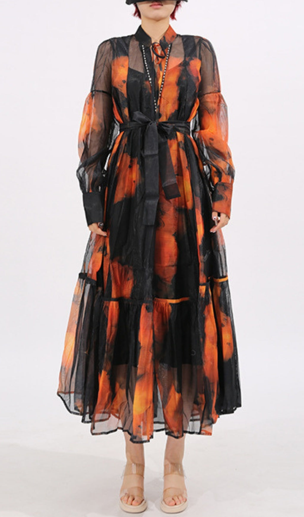 Fumiko Printed Long Sleeve Midi Dress