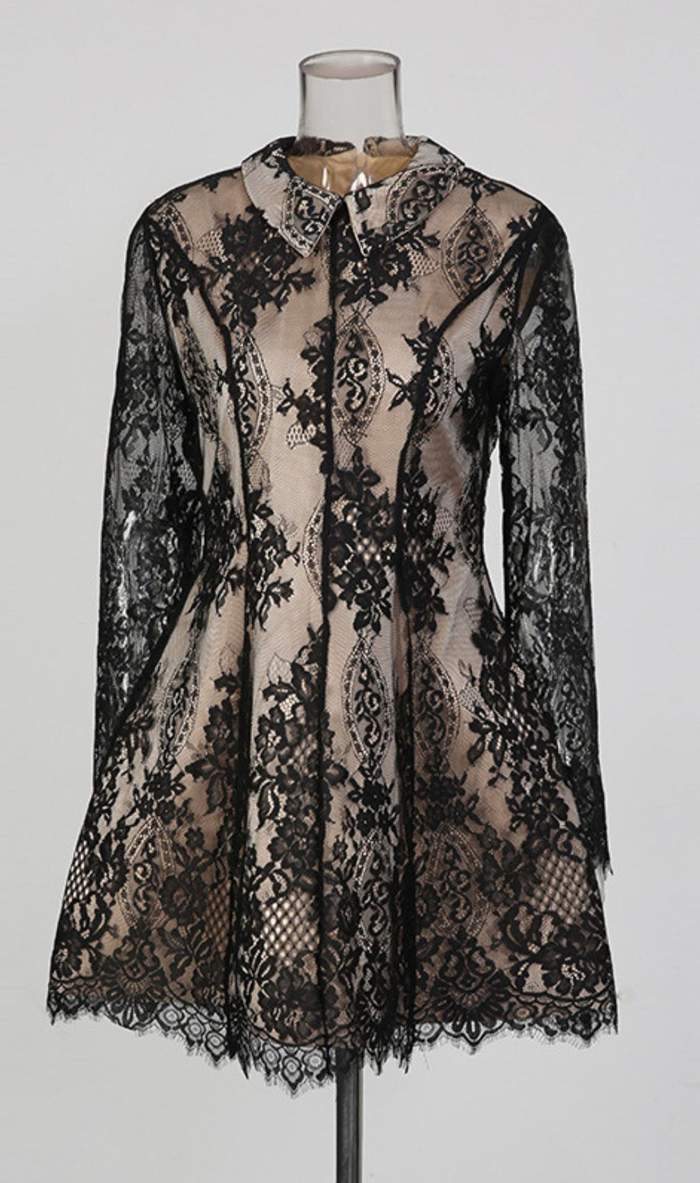 Jasiri Elegant Black Lace Long Sleeve Mini Dress | Women's Cocktail & Party Dress