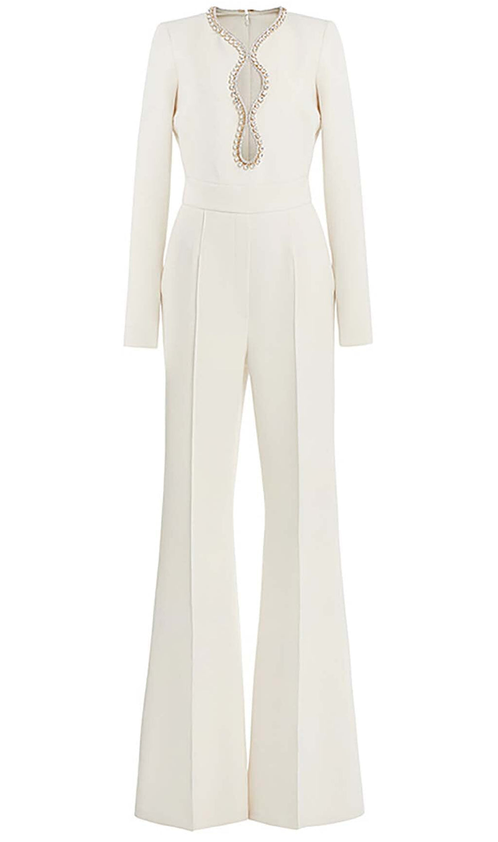 Long Sleeve V-Neck Diamond Tight Long Sleeve Jumpsuit