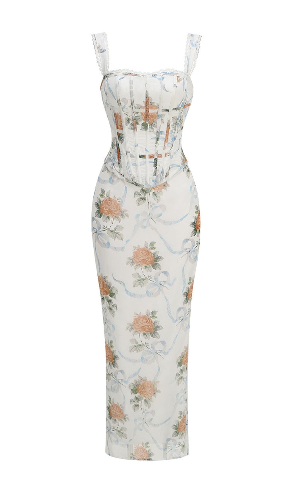 Isabeau Romantic Off-Shoulder Floral Corset Maxi Dress