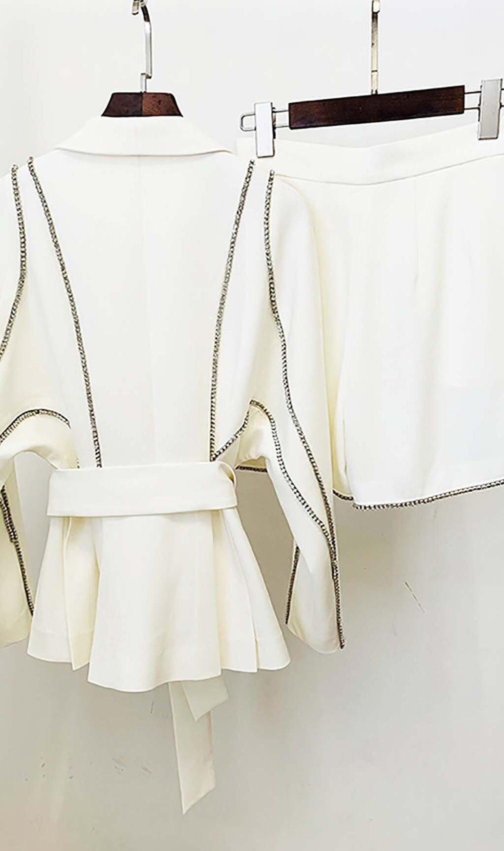 Wavy Strass Jacket Dress In White