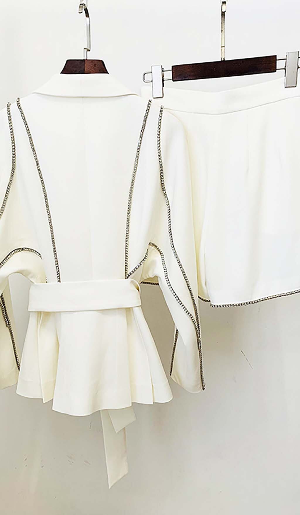 Wavy Strass Jacket Dress In White