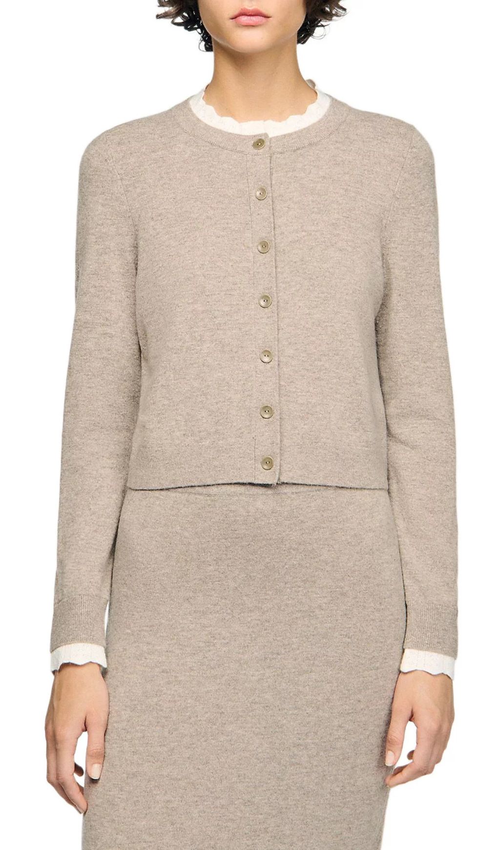 Eleome Timeless Scalloped Trim Knit Cardigan - Chic Contrast Design