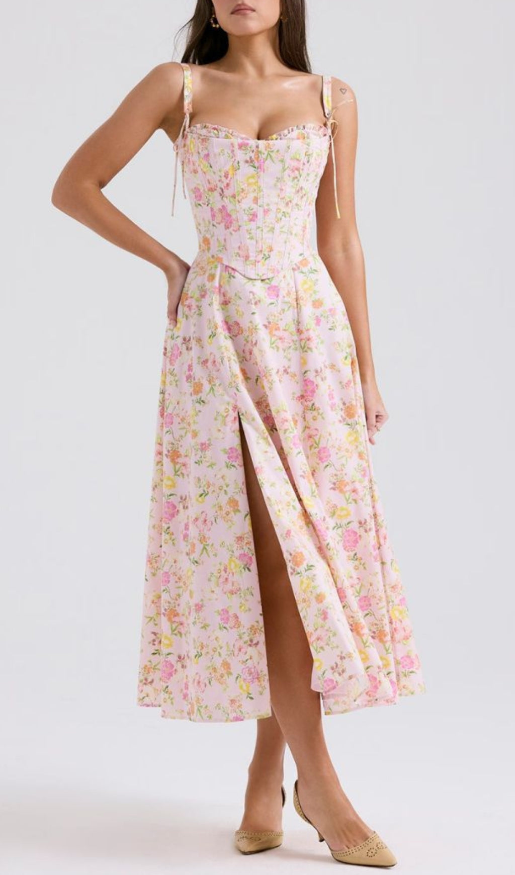 Avariella Floral Corset Midi Dress Set