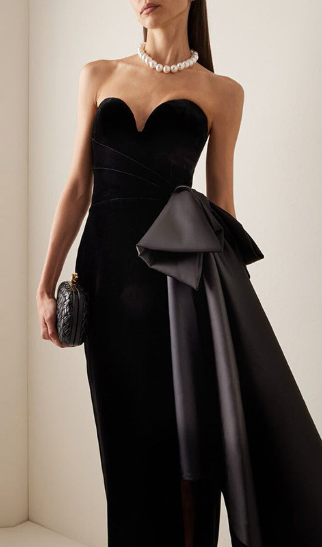Desdra Black Strapless Bowknot Maxi Dress